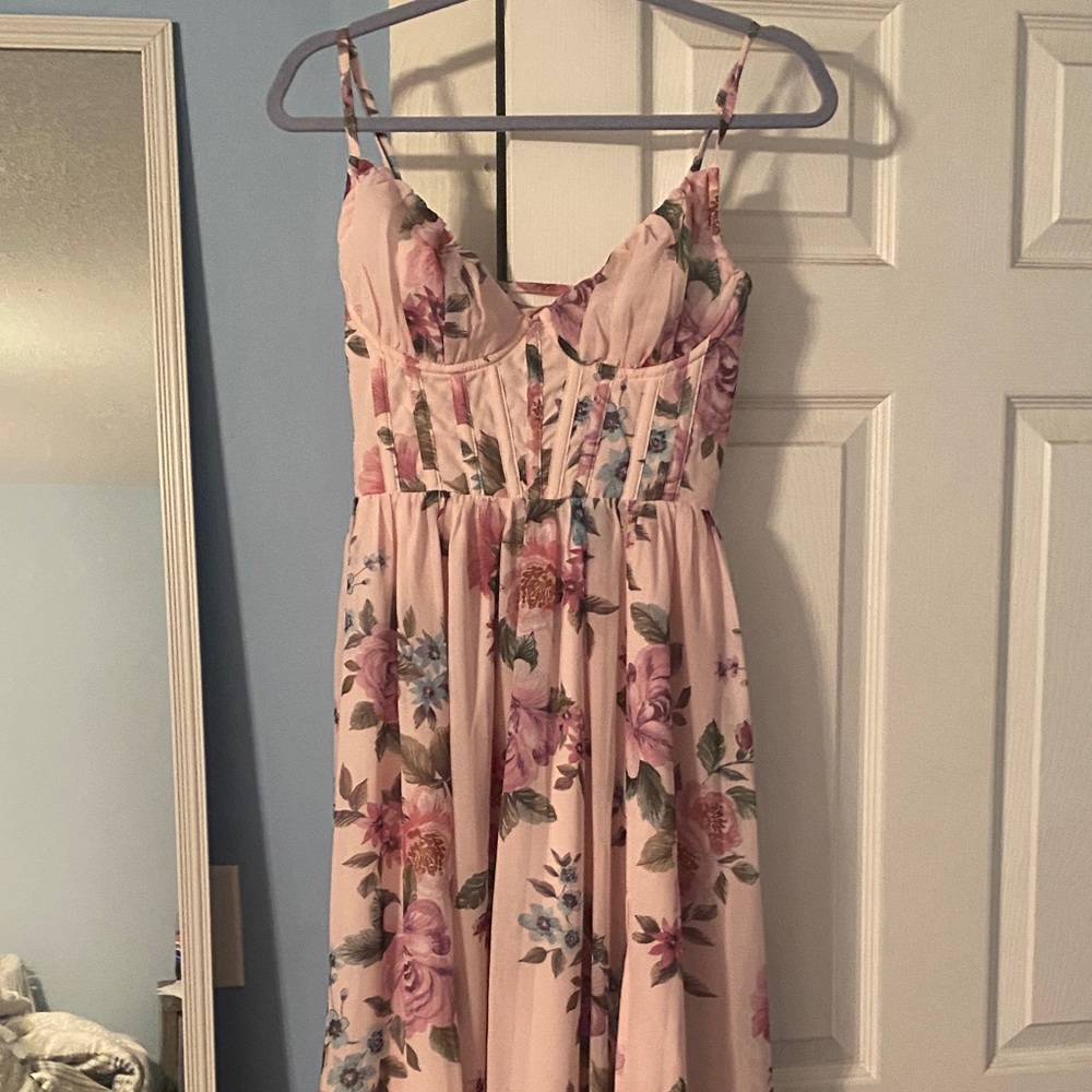 Vici Pink Floral Dress with Spaghetti Straps